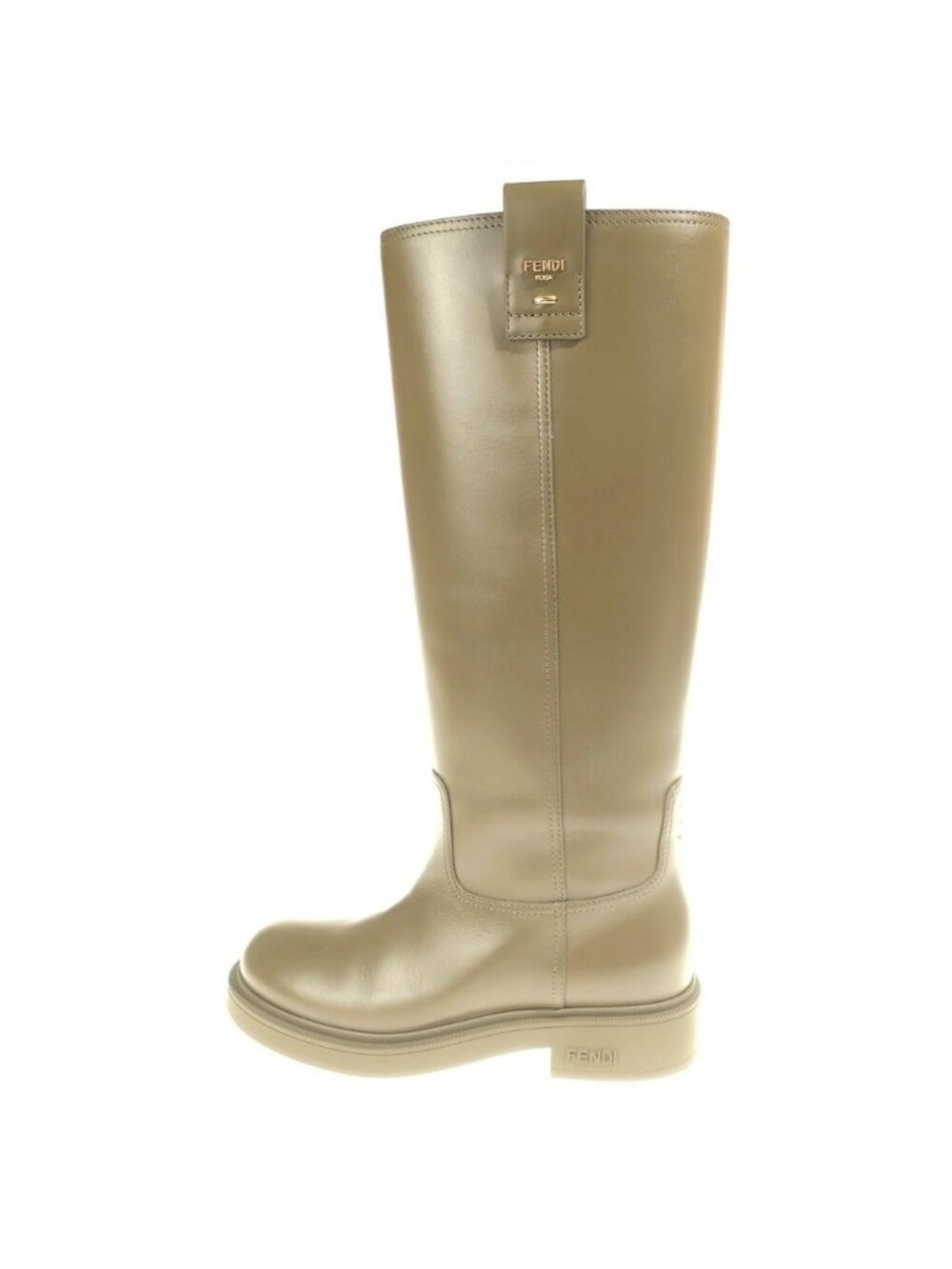 Fendi Filo Leather Long Boots Shoes Khaki